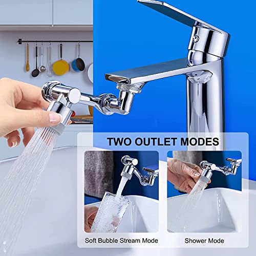 Image of VENDERE Universal Splash Filter Faucet 1080 Large-angle Rotating Robotic Arm Faucet Extender Dual Sprayer Universal Rotating Faucet Aerator with 2 Modes Large Angle Sink Accessories.