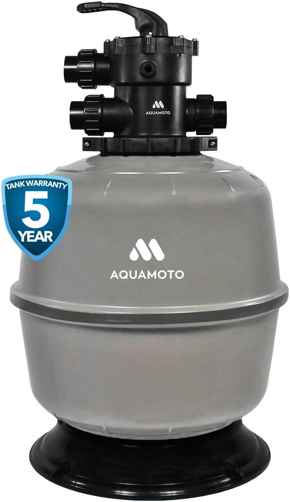20 Inch Sand Filter System for In-Ground & Aboveground Pools up to 14,000 Gallons, 6-Way Top Mount Filter Valve with 1-1/2 PVC Ports, Strongest Mold Injected Tank