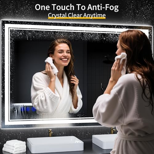 InfiniGlass 55"x36" LED Bathroom Mirror with Anti-Fog, Stepless Dimmable Lights, 3 Color Modes, Shatter-Proof Tempered Glass,Waterproof Design by InfiniGlass - Image 4