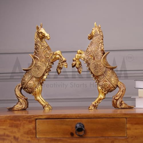 Image of Artarium New Rising Horse Statue for Home Decor Showpiece for Home Office Living Room Vastu Wealth Income Decorative and Gifts Items (Rising Horse Pack of 2)