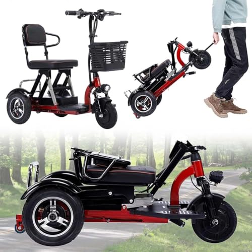 3-Wheel Mobility Scooter, with LED Headlights And Basket, Lightweight and portable, Up to 45km Battery Life - Comfortable Seat - Ideal for Elderly & Disabled,001,20Ah