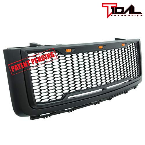 Eag Replacement Grille Upper Front Honeycomb Grill With Amber Led Lights - Matte Black Fit For 07-13 Sierra 1500 #TOP3