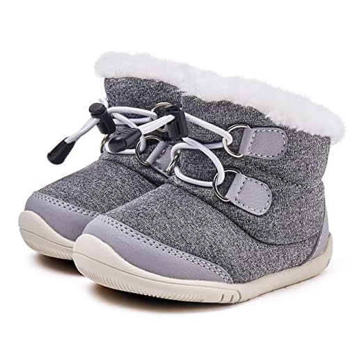 BMCiTYBM Baby Snow Boots Boys Girls Winter Infant Shoes Anti-Slip 6 9 12 18 24 Months Faux Fur Gray Size 6-12 Months Infant