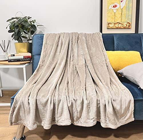 Miniatura 4 de Hte Manta Microfibra Suave Para Sofá Y Cama, Super Caliente Para Adulto Y Niño,Sin Arrugas Beige, 220 X 240 Cm