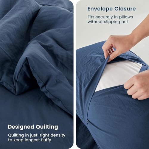 SLEEP ZONE Full Size Comforter Set, Fluffy Lightweight and Breathable Bedding Set with 1 Comforter and 2 Pillow Shams, Navy