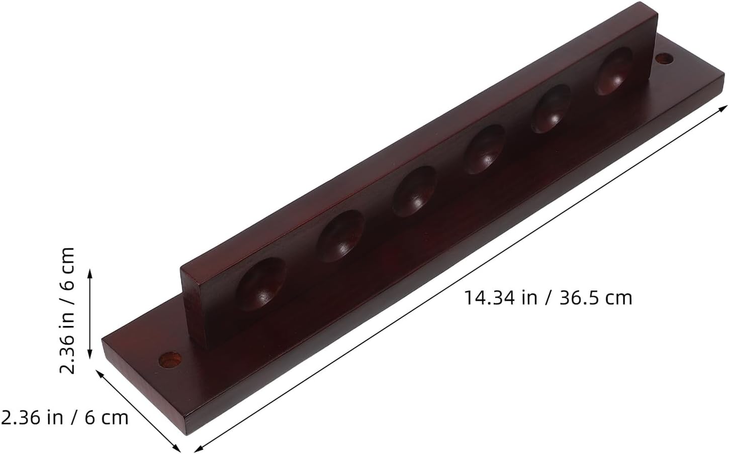 Solid Wood Wall-mounted Billiard Cue Rack 6-hole Pool Stick Holder Wine Red Billiards Cue Storage Organizer for Home and Club