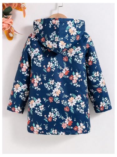 SOLY HUX Toddler Girl's Floral Hooded Jacket Button Down Outerwear Coat - Image 2