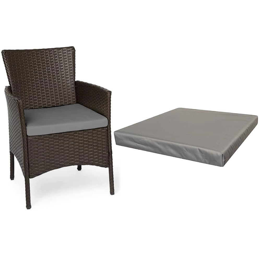 A ATH COLLECTION Outdoor Seat Cushion Pads for Rattan Furniture | Water Resistant Patio Padding | Comfy & Lightweight Garden Furniture Cushions Pad, ALL-PURPOSE Use (60cm x 60cm x 5cm, Gray)