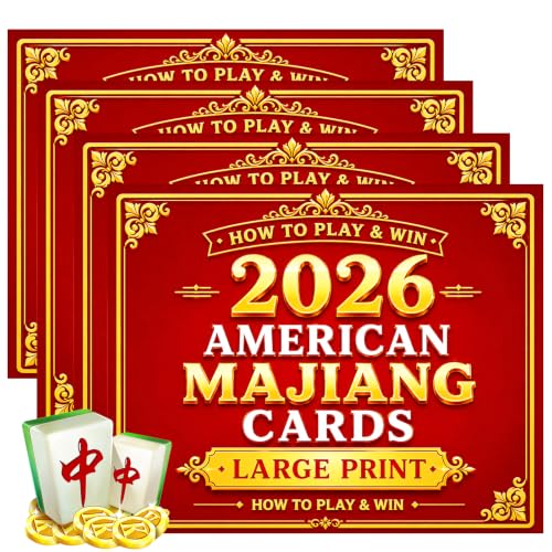Majiang Cards 2026MaJiang Score Cards 2026 Edition Revision Large Print & Easy to Read Easy to Read Card Travel Set 4-Pack4pcs