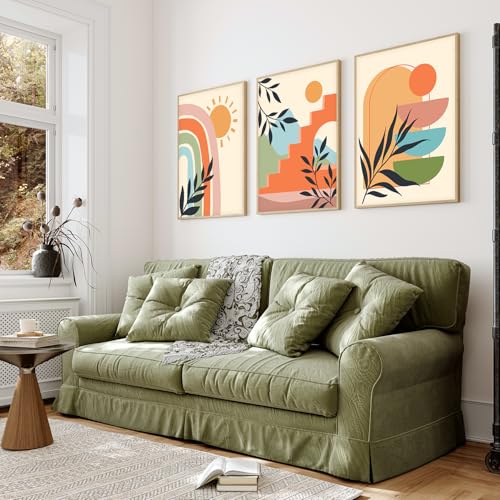 Image of BANGERZ Wall Art Painting Boho Artwork Living Room and Bedroom Frames Decor, Office and Framed Hotel Decoration Big Size Set of 3 (Artwork 1, 13x19 inch)