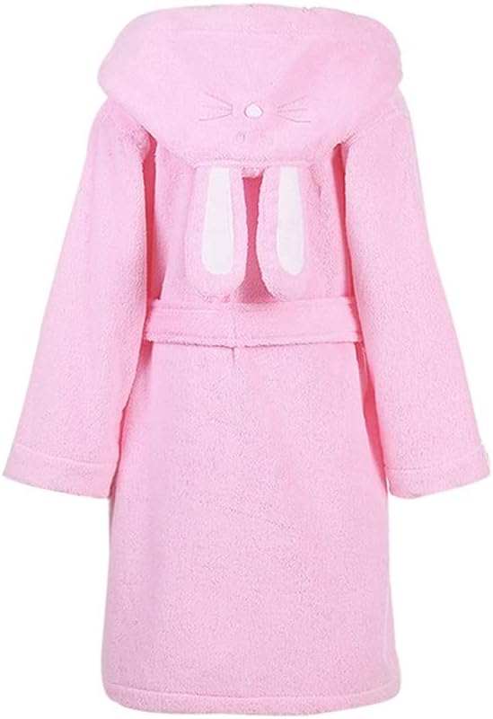 XUEMML Boys Girls Bathrobe Soft Towel Hooded Robe Terry Cloth Cotton Bathrobe，Unisex Cotton Highly Absorbent Bathrobe (Color : White, Size : 5-6)
