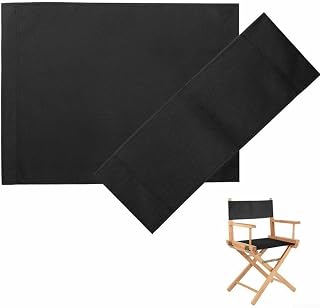 Lienzo de repuesto para silla, kit de fundas de asiento de silla lavables, kit de lona de repuesto para asiento de director casual, para el hogar, jardín, club, camping, pesca, sillas (negro)