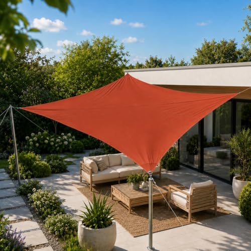 Toldo vela rectangular impermeable que protege de rayos UV con ojales para pérgola 2