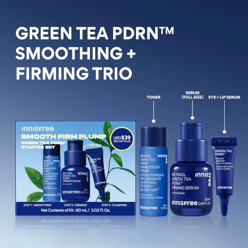 Image of innisfree Green Tea PDRN Serum | Korean Skincare with Retinol & Hyaluronic Acid for Hydrating, Anti‑Aging Care and Wrinkles | Suitable for Acne‑Prone & Sensitive Skin | Available in Jumbo & Gift Set
