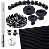HOLSTEX Carbon Fiber Thermoform Sheet + Holster Hardware Bundle - (Black - 0.080 Thickness - 8in x 12in - 1 Pack) - (0.250 SPTHA Hardware Set - 12 Pack) - (#8) Handsetter + (100)(8-9 Eyelets)