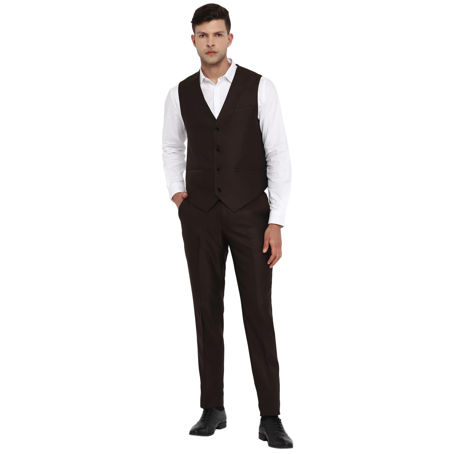Turtle Men 100% Cotton Notch Lapel Collar Tailored Fit Brown Three Piece Party Suits - Image 3 thumbnail