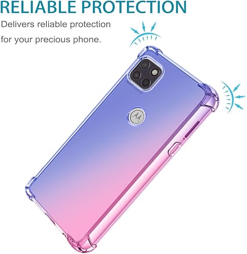 Miniatura 2 de Funda para Moto One 5G Ace/Moto G 5G con protector de pantalla de vidrio templado, lindo degradado transparente delgado, a prueba de golpes, TPU