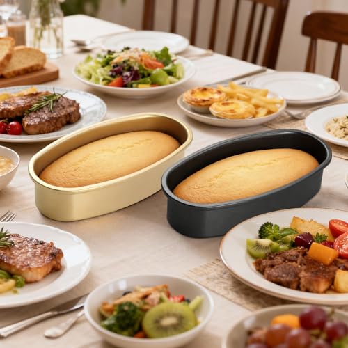 Image of Tissting Oval Bread Pan 9.1x4.7x2.0in /23x12x5cm, Carbon Steel Nonstick | Loaf Baking Mold | Homemade Cake & Cheese Bread | Kitchen Bakeware(Black)