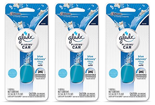 Glade Plugins Car Refill - Blue Odyssey - Net Wt. 3.2 mL (0.11 FL OZ) Per Refill - Pack of 3 Refills - //coolthings.us
