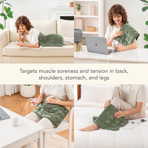 Image of Berkshire Blanket Weighted Heating Pad - 12 inchx24 inch Electric Heat Wrap with 10 Heat Settings & Auto Shut Off - Soothing Heat Wrap for Back, Neck, Shoulders, Legs, Abdomen - Machine Washable & Portable