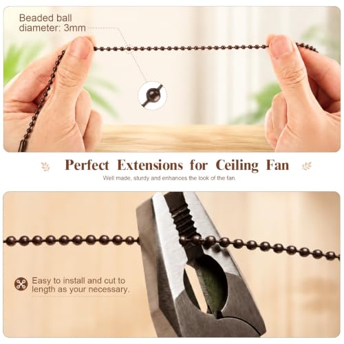 Image of Patelai 4 Pieces Ceiling Fan Pull Chain Extender Ornament 12 Inch Ceiling Pull Chain Extension Classic Drop Shaped Pendant Beaded Ball Cord for Fan Light lamp Decorative with Connector(Orb Color)