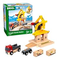 BRIO World 33280 – Freight Goods Station 6 Pieces Wooden Train Accessory Set for Ages 3 Years+