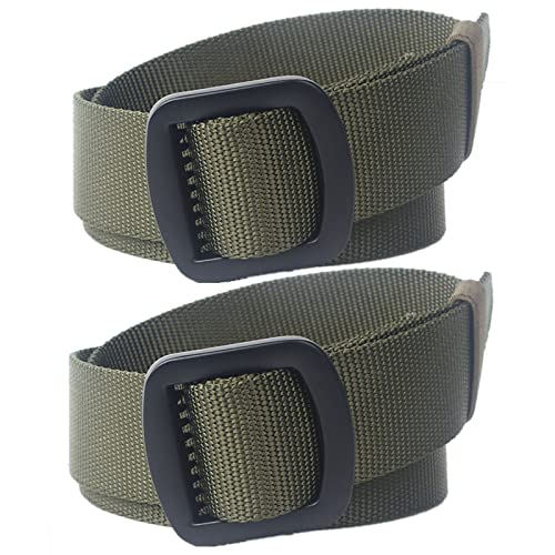 Belts for men Braided Belt,Nylon Canvas Breathable Military Tactical Men Waist Belt with Metal Alloy Buckle, 2Pack
