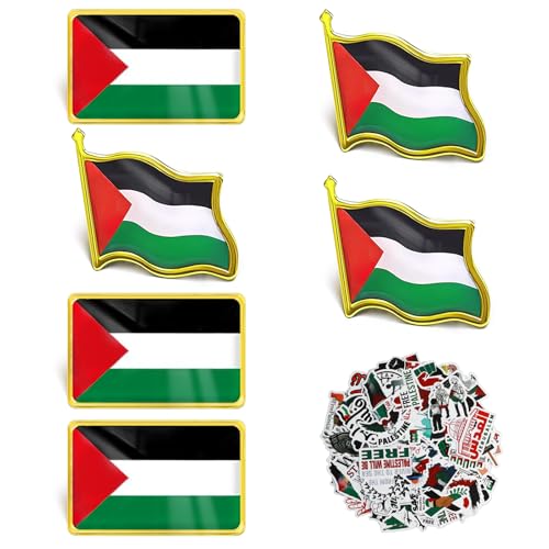 6PCS Palestine Pin Badge with 50PCS Free Palestine Stickers Waterproof
