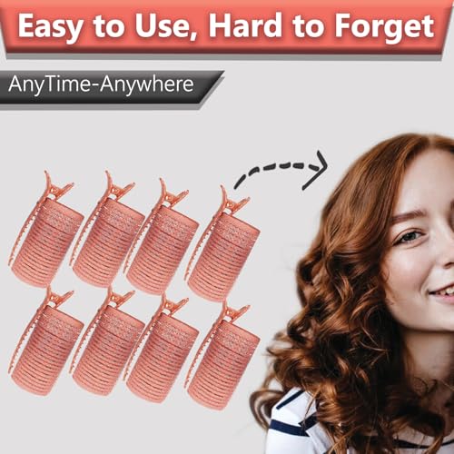 Image of TEMPERIA (8 pcs) Heatless Hair Curler Roller with Clips for Women - Premium Velcro Rollers for Curling Hair - Lightweight and Portable No Heat Hair Curl Tools (Random Colors)