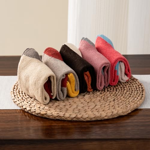 Image of Wool Socks 5 Pairs Thickened Warm Winter Socks Cozy Gifts for Women Christmas Warmth Socks