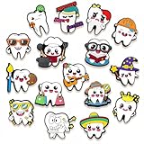 DORICRAFT Set of 16 Dentist Shoe Charms – Cute Tooth and Dental Theme PVC Accessories for Shoes, Sandals & Bags, Fun Gifts for Birthday, Holiday, Party.
