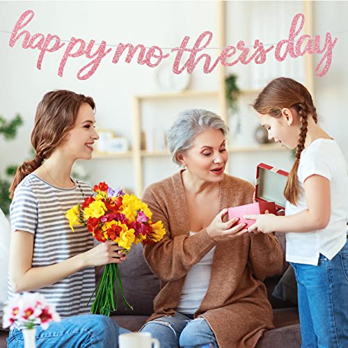 Fuutreo 5 Pieces Mothers Day Banner Decorations Happy Mother's Day Banner Gifts Heart Flower Backdrop Garland Mom Festival Party Decorations Best Mom Ever Banner For Mother's Day Birthday Supplies #TOP2
