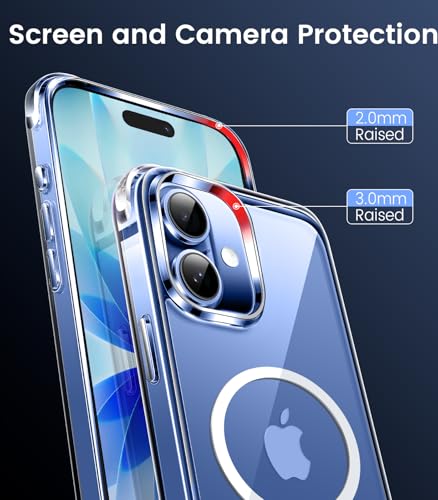 Image of Mkeke Magnetic Clear Case for iPhone 17, Compatible with MagSafe, Military-Grade Protection, Phone Bumper 6.3 inch 2025