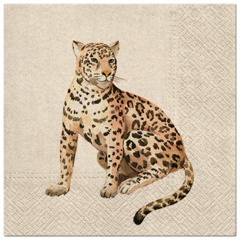 3-Ply Quality ECO Biodegradable Paper Napkins Serviettes 33cm x 33cm (Pack of 20) (Leopard)