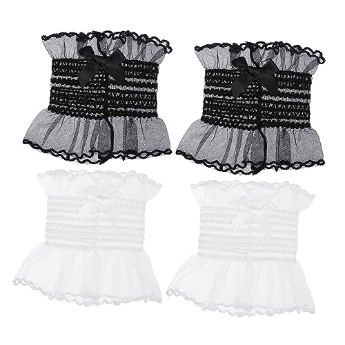 FOMIYES Elegant Lace Women Gloves Gothic Rose Lace Gloves Fingerless Bridal Set