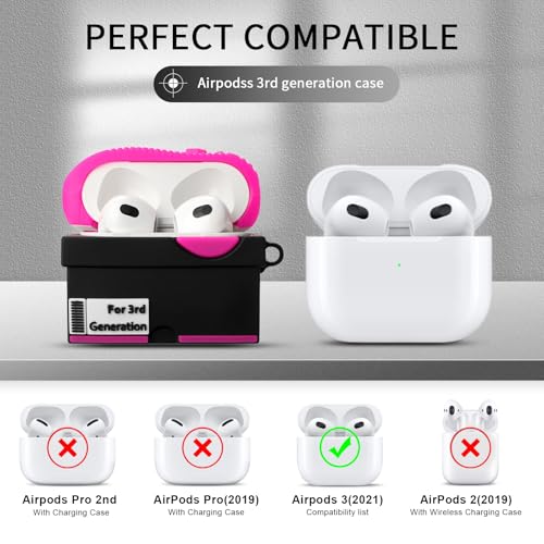 Image of [2Pack] Gedicht for Apple Airpods 3rd Generation Case Cover, Cute Cartoon Shoe Box Soft Silicone Protective Cases for AirPods 3 Case with Keychain for Women Men, Red+Rrose Red