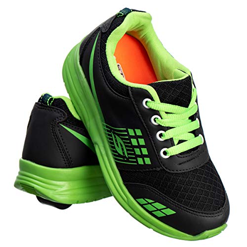 Tênis Infantil Masculino de Rodinha - AS209 Cor:Preto/Verde com Cadarço;Tamanho:30