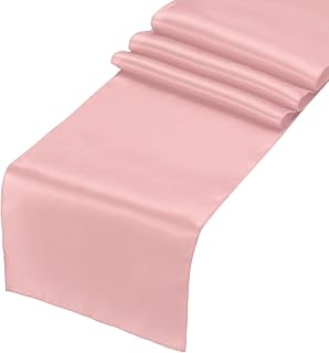 sourcing map 2 caminos de mesa de satén de color oro rosa de 12 x 108 pulgadas, decoración romántica de seda suave para bodas, cenas, fiestas de cumpleaños (9 pies)