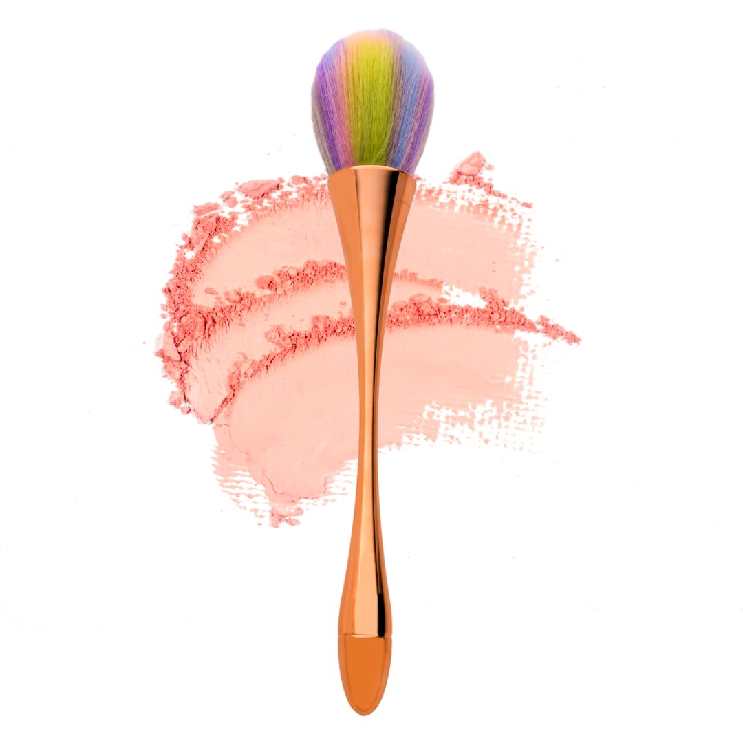 Gleva Powder and Blusher Buff Makeup Brush, Perfect for Loose and Pressed Powders, Blush, Bronzer and Contour (Rose Gold Colored Hair)-image-4