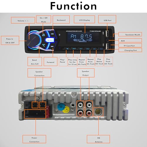 Image of Target TT-CMS-767 FM-UMB Car MP3 Player 200 Watts (4x50 Watts) with Hands-Free Calling /Bluetooth /USB Input /FM Radio /AUX Input /Remote Control /Color LCD Display