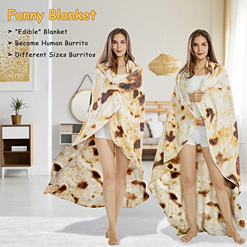 Searoomy Burritos Tortilla Throw Blanket, Tortilla Wrap Blanket, Novelty Funny Gifts Tortilla Round Blanket Giant Tortilla Round Soft Blanket For Kids (Caramel Brown, 47 Inches) #TOP3