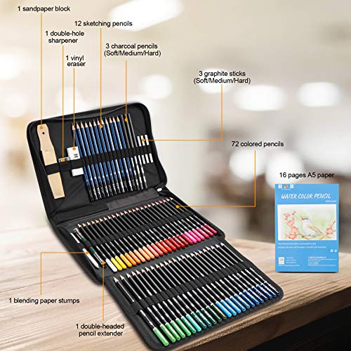 Aonlskh Art Supplies Drawing And Sketching Colored Pencils Set 96-Piece,Graphite Charcoal Professional Artists Pencils Kit,Gifts For Kids & Adults Drawing Tool Set #TOP2