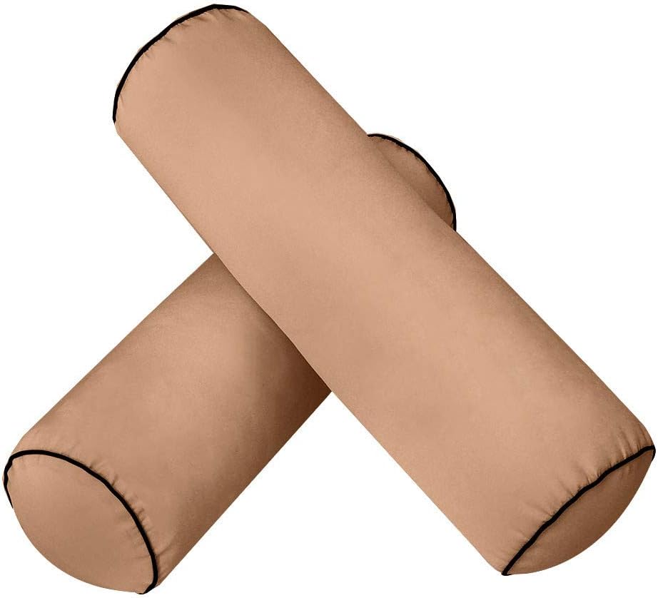 Prolinemax Style 2 Pillow & Bolster Cushion for Outdoor Indoor Daybed Porch Swing Bed Twin Size Contrast Trim AD104 | Covers ONLY |