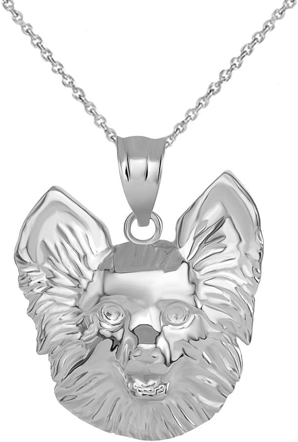 Animal Breed Jewelry 10k Gold Cute Pomeranian Puppy Dog Face Pendant Necklace