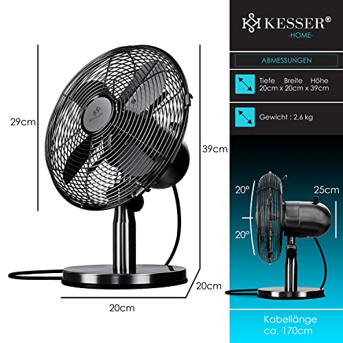 Kesser® Ventilatore da tavolo dal design retró con...