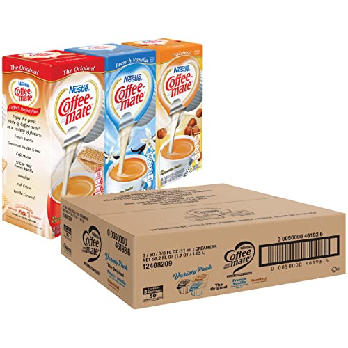 Nestle Coffee Mate Creamer Singles Variety Pack, Original, French Vanilla, Hazelnut, Non Dairy, No Refrigeration, 150 Count (Pack Of 3) #TOP5