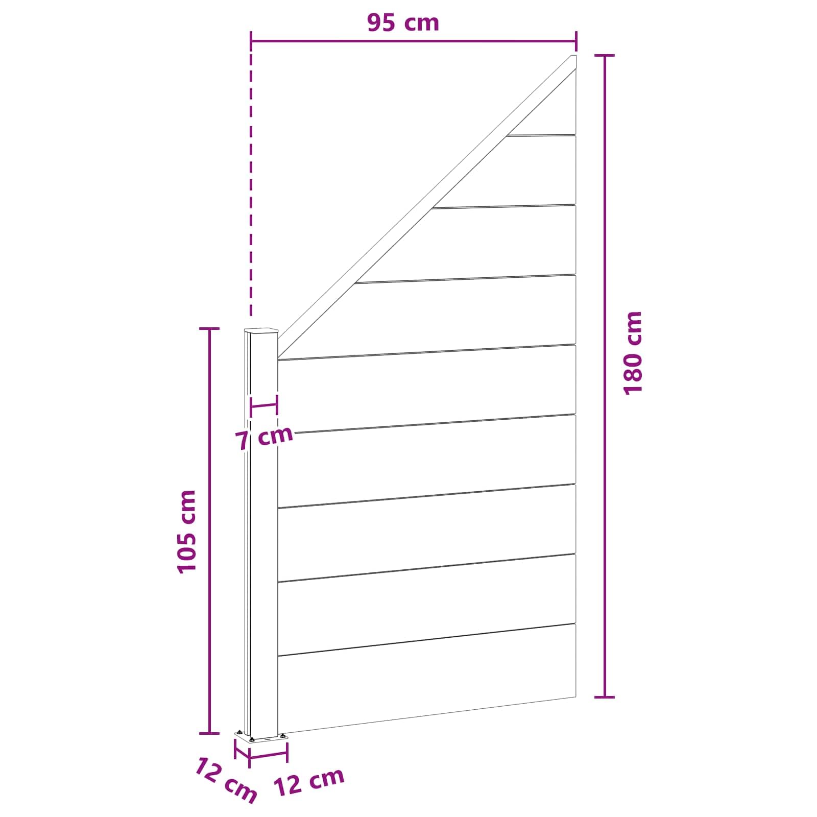 Zaunelement WPC und Aluminium Schwarz, wetterbeständiges Zaunfeld mit Holzmaserung, 95x180 cm, stabiles Gartenzaun Paneel für Sichtschutz, Trennwand, Terrasse und Vorgarten