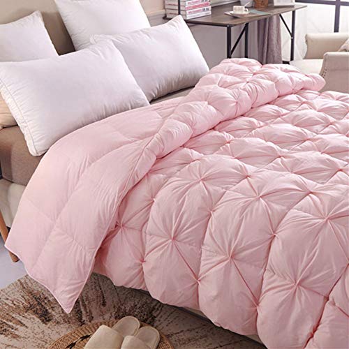 Edredón De Plumón Ropa De Cama Hipoalergénica De Ganso Blanco Cálido Doble Tela De Algodón Puro Ligero Para La Familia Del Hotel,Pink-220X240cm-3.5kg