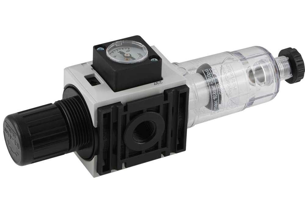 Fittingteile - Druckluft Filterregler Baureihe 0 - Wasserabscheider Druckminderer 1000 l/min (Ausführung: Halbautomatisch - Einstellbereich: 0,5-10 bar)