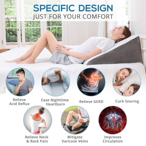 Sasttie MMT-XXZ-1 Wedge Pillow For Sleep Apnea, 12 Inch Memory Foam Bed Wedge Pillow thumb #5